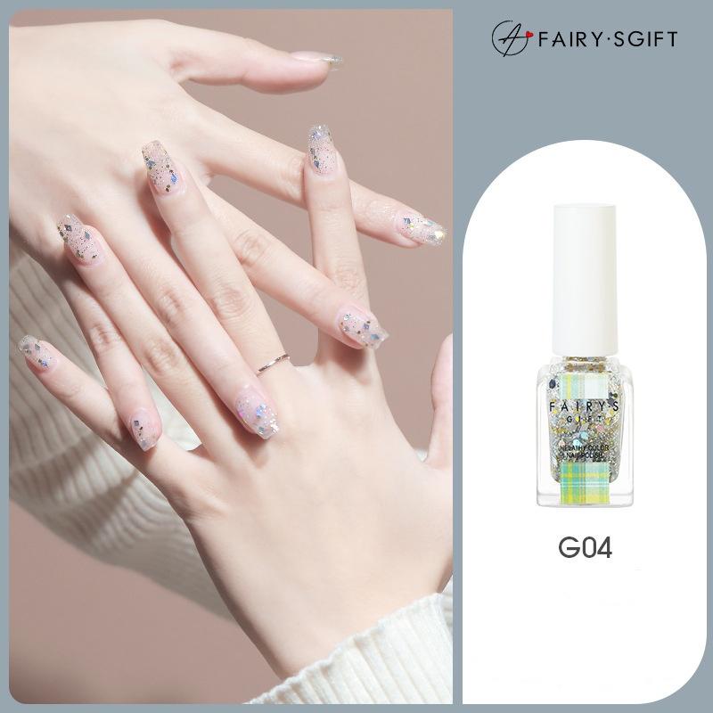 Nail Polish No Baking Long-lasting Non-peeling Quick-drying Nude Color Sequins Nail Polish