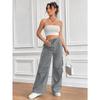 Spring Women's Pant Fashion Side Ruffle Solid Color Straight Leg Wide Leg Sweatpants