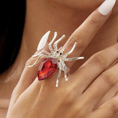 Nueva Joyería Europea y Americana de Moda Anillo de Araña de Diamantes Exagerado Halloween Apertura Anillo de Araña Ajustable