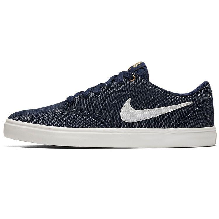 Nike SB Check Solar Canvas Premium Slip Resistant Shock Absorbing Durable Lightweight Low Top Skate Shoes Unisex Skate Shoes Denim-Blue 844493-411
