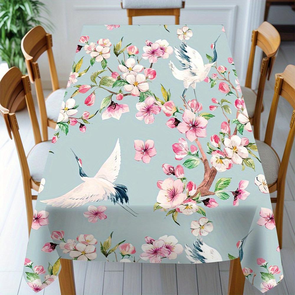 1pc Tablecloth Hummingbird Floral Rectangular Tablecloth - Polyester Table Cover, Suitable for Weddings, Birthdays, Bachelorette Parties, Graduation C