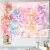 Cartoon Pink Anime Girl Tapestry Boho Kawaii Art Minimalistyczny Wiszący Na Ścianie Pokój Dziecięcy Wystrój Sypialni