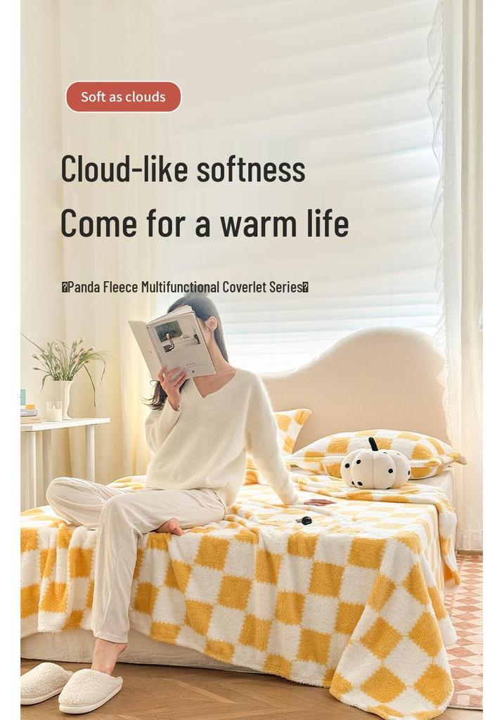 Premium Winter Coral Fleece Plaid Blanket for Women - Thickened Milk Fleece Office Nap Throw
