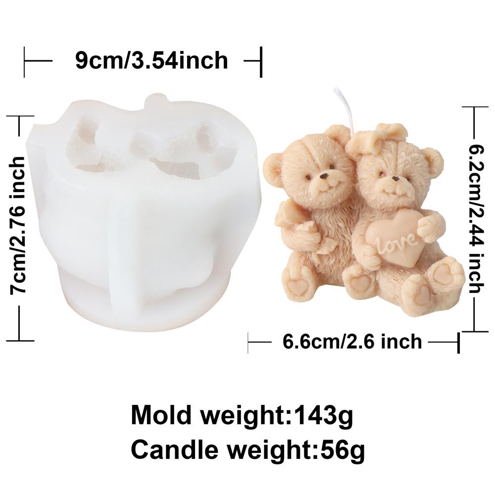 Silikonowa forma do świec w kształcie misia ślubnego 3D, forma do mydła, żywicy, gipsu, niedźwiedź przytulający, zwierzęta, rękodzieło, prezenty, dekoracje na rocznicę ślubu