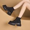2026 Autumn Splicing Thick Bottom Leather Face Women's Korean Version Lace Up Casual Shoes Women's Inner Yellow Boots Women