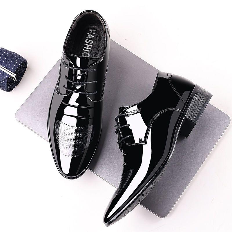 Patent Leather Black Lace Up Pointed Toe Men'S Formal Shoes Style Low Price Office Luxury Designer 39 Suit Social Shoe Male