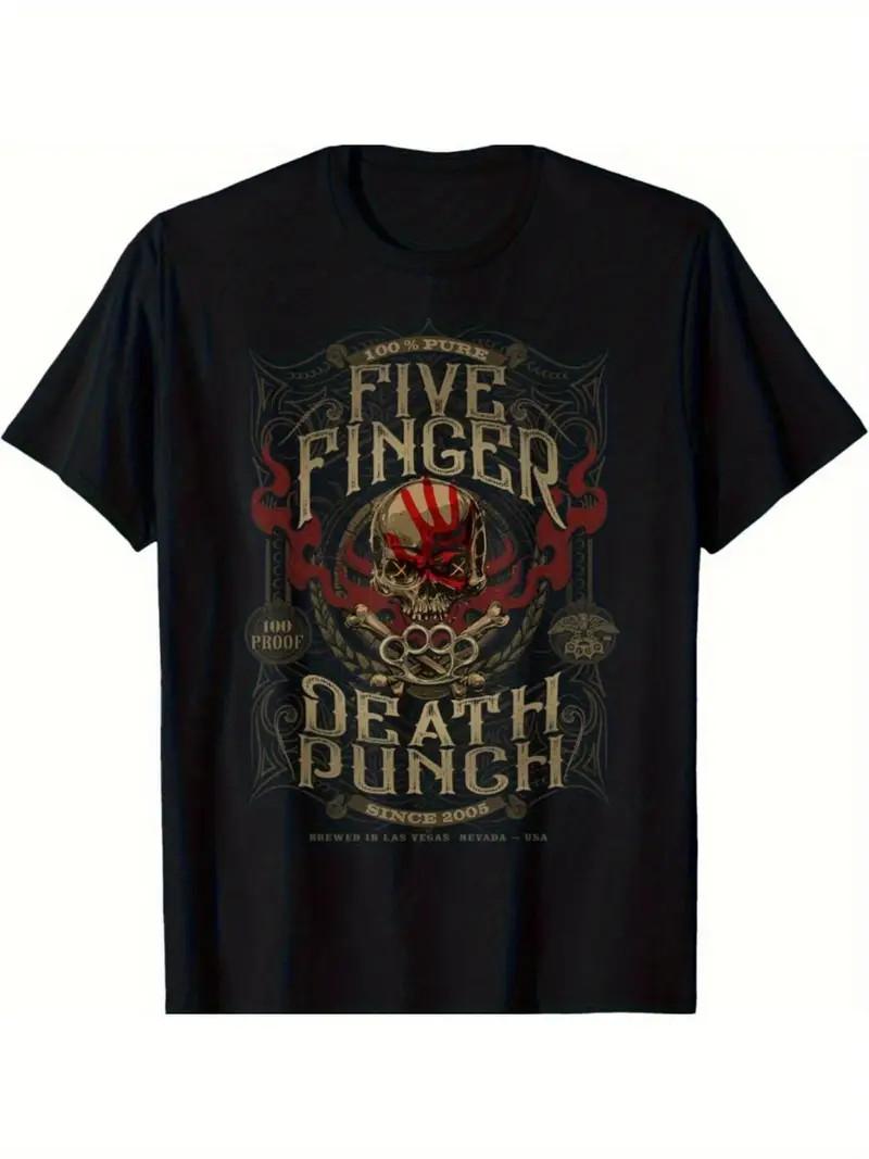Ретро футболка с графическим принтом  Five Finger Death Punch  для мужчин и женщин - 100% хлопок, 1 XXXL