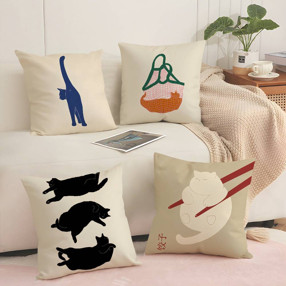 Minimalistisches Niedliches Tier Wandkunst Kissenbezug Plüschstoff Weicher Kissenbezug Doppelseitiger Druck Kissenbezug Haushaltsgeschenke