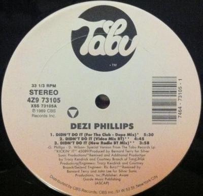 12inch Record DEZI PHILLIPS - Didn't Do It 4Z973105 Tabu Records 1989 US Rap & Hip-Hop/R&B Used