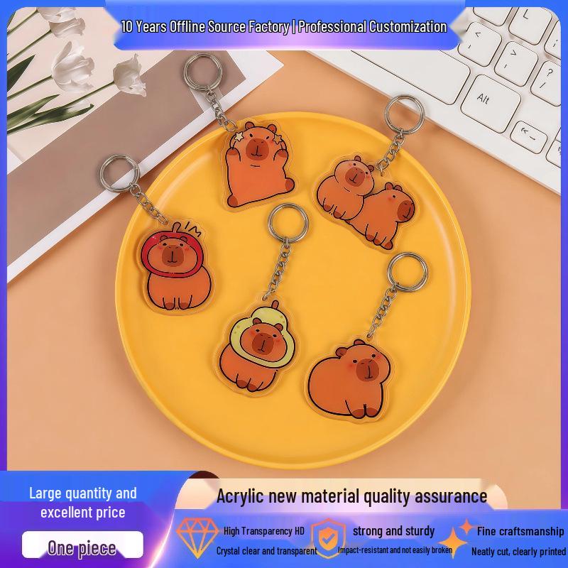 Custom Cartoon Capybara Acrylic Keychain Pendant, DIY Two-Dimensional Bag Charm, Personalizable