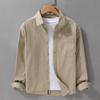 Men's Pure Cotton Solid Color Long Sleeve Shirt – Versatile Japanese Style for Spring & Autumn