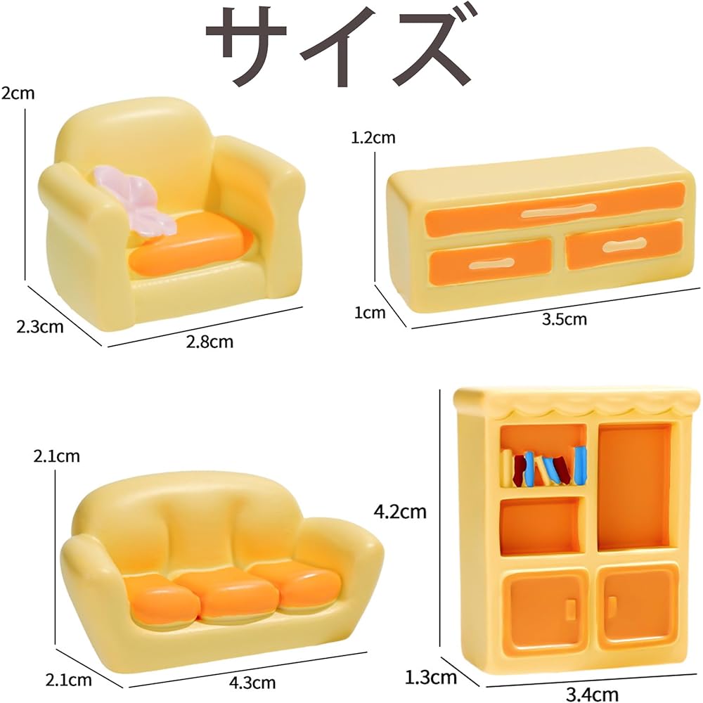 Derayee Miniature Furniture Resin Decor Set 10 Pieces Cute Doll Collection Garden Ornament Props