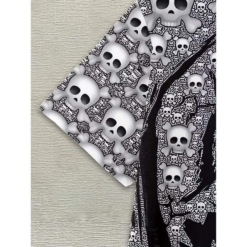Men's 3D Skull Full Print T-Shirt Casual O-Neck Short Sleeve Gothic Dark Style Graphic Tee Summer Streetwear Tops