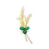Bo Xin Yun Luxury Wheat Ear Brooch with Emerald Zirconia - Elegant Suit Coat Accessory & Gift Pin