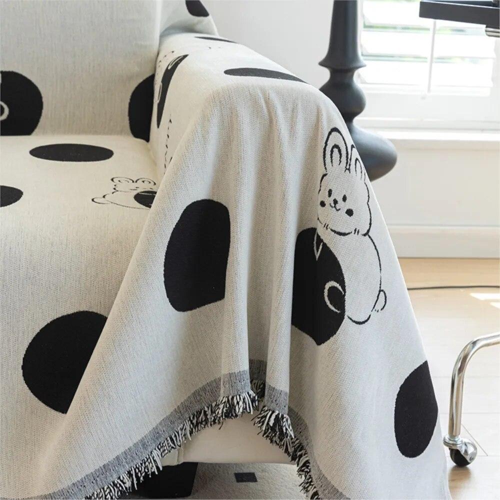 Cartoon Cute Printed Sofa Cover Towel for Living Room Sofa Blanket Full Cover Universal Couch Towel Dust Proof Home Decor