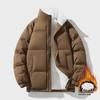 Korean Style Unisex Winter Cotton Coat with Plus Velvet - Loose, Casual, Trendy Couples' Jacket