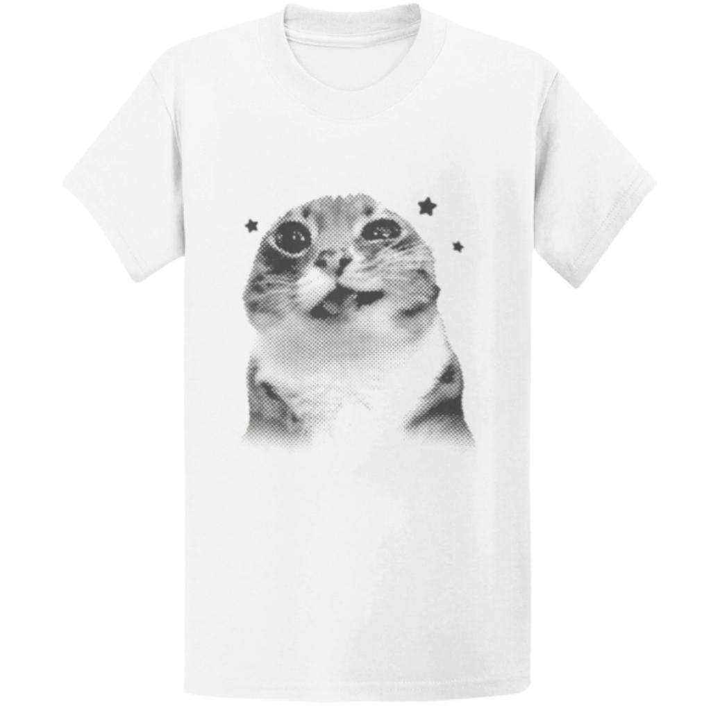 T-Shirt Vintage Gildan 5000 Meme Gatto che Fa Pipì - Divertente Bizzarra Maglietta Regalo per Amante dei Gatti
