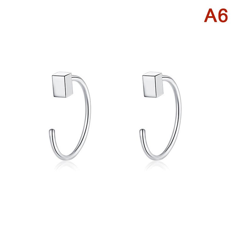 1Pair Butterfly Heart Star Round Shape Ear Clip Silver Color Hoop Earrings For Women Girls Opening Hoops Earring Jewelry