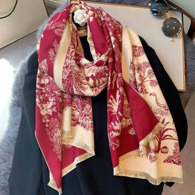 Luxusní kašmírový šátek Zimní Dámské Šály Pašmína Teplá Deka Zábaly Dámská šátek Foulard Bandana Značka Silný potisk šátky