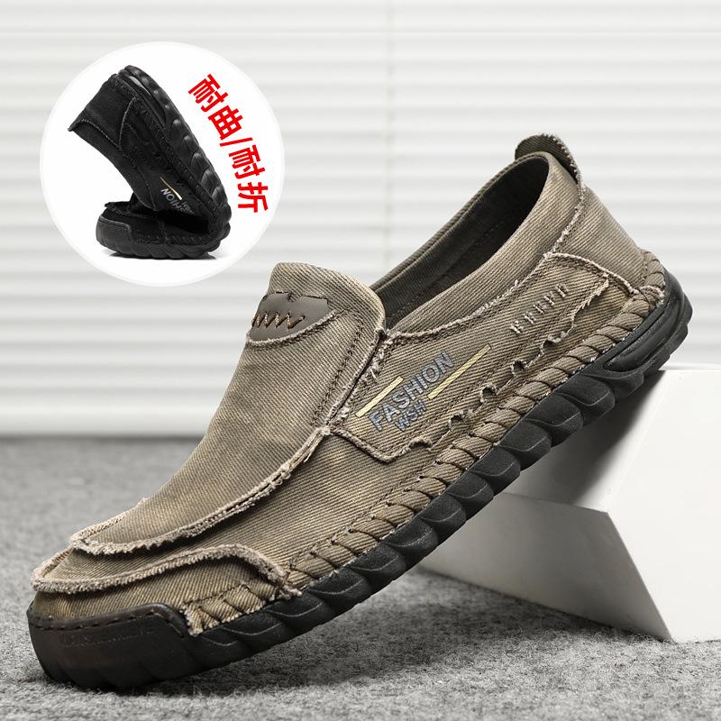 

Мужские слипоны на мягкой подошве, дышащие, большого размера, весенне-осенний стиль, ткань старого Пекина, подошва из говяжьей жилы, обувь для вождения для папы 42