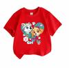 Kids Boys Girls 100% Cotton Short Sleeve Crew Neck T-Shirt, Cute Cartoon Puppy Friends Printed Casual Tees for Children Daily Wear Summer Soft Breatha