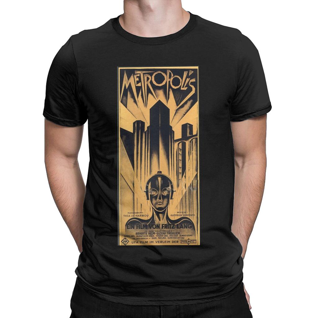 Neuheit Metropolis Fritz Lang Film T-Shirt für Herren O-Ausschnitt Baumwoll-T-Shirts Kurzarm-Tees Sommer-Tops