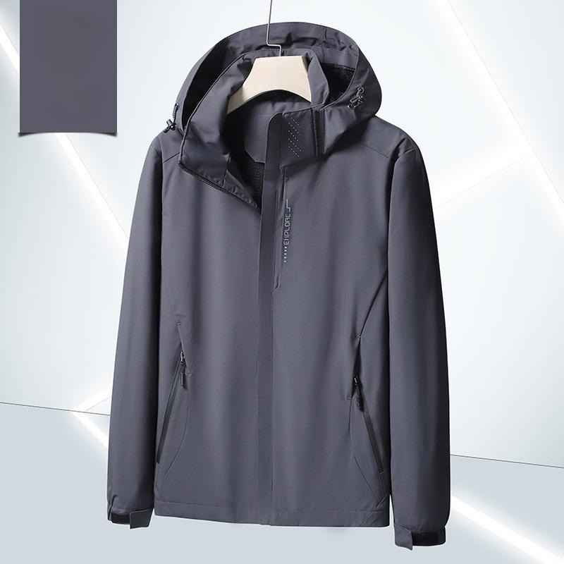 Men's Waterproof Windproof Jacket with Hood Lightweight Outdoor Raincoat for Hiking Climbing