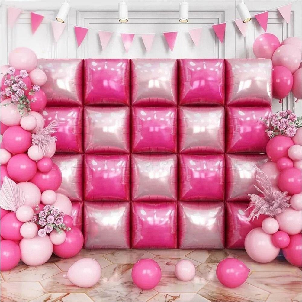 25PCS/Set Double Side Balloons Background Wall Square Multicolor Square Foil Balloon Decoration Supplies Garland Kit