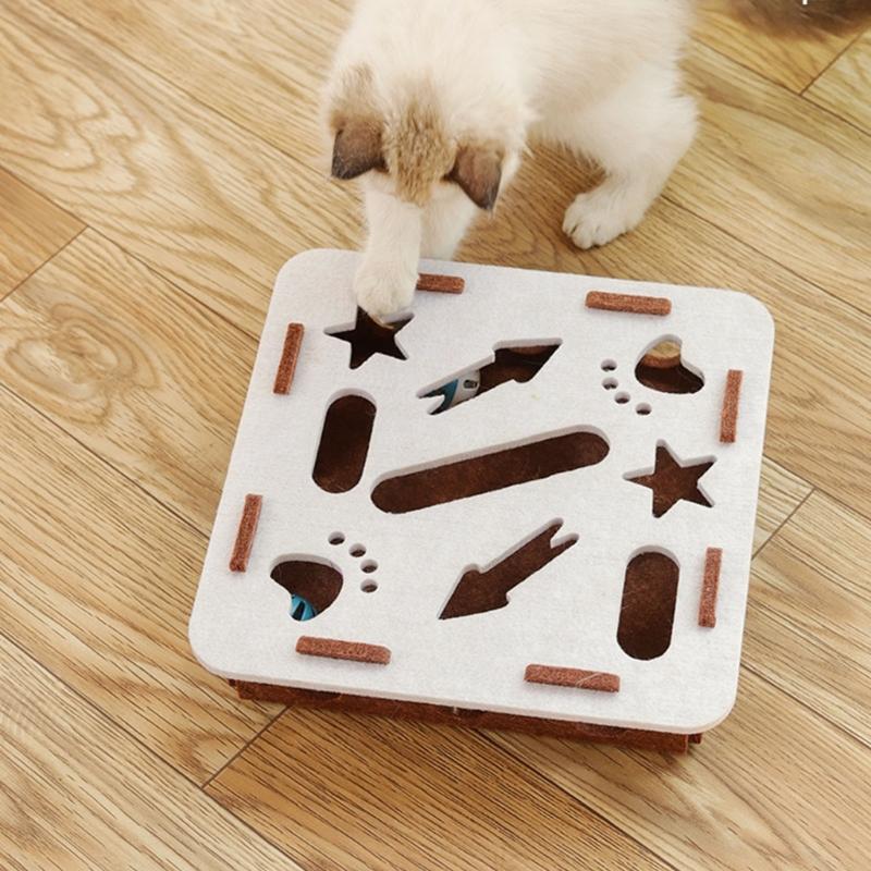 Stimulates Curiosity Felt Puzzle Toy Cats Chew Resistant Durable With Multiple Holes And 2 Bells Ball