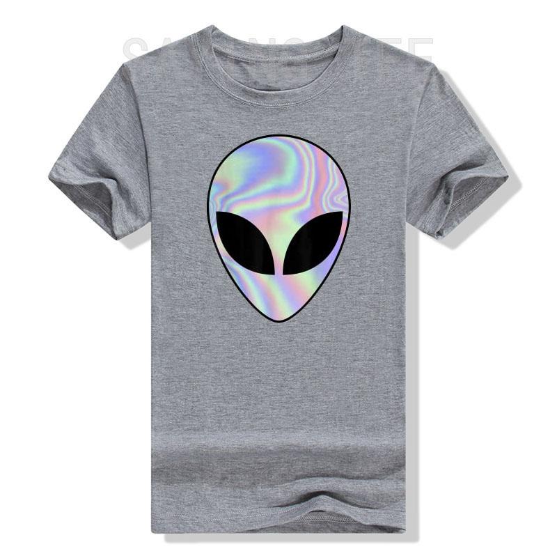 Alien Head TShirt Colorful AlienUfo Rave Tee Y2k Top I Want To Believe Graphic Outfits Funny Believers In Life On Mars Clothes
