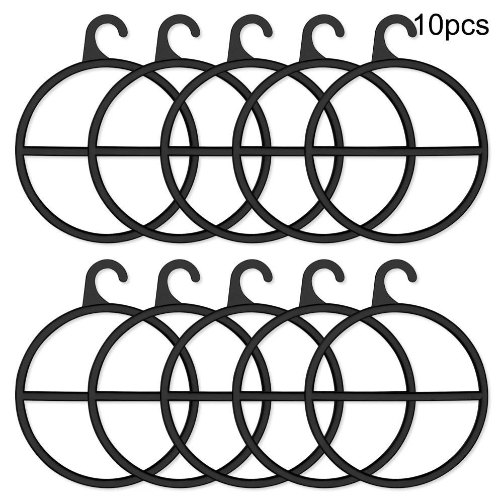 

10Pcs Oval/Round Hanger Multi Purpose Plastic Rack Scarf Belt Tie Clothes Display Holder Wardrobe Cloakroom Bedroom Saving-Space