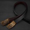 Meier Men's genuine leather belt - zodiac alloy automatic buckle - premium top grain cowhide jeans belt