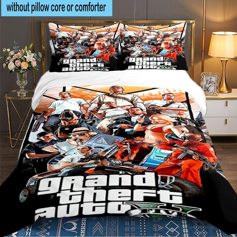 3-teiliges Bettwäsche-Set 'Diebstahlauto', Enthält 1 Bettbezug und 2 Kissenbezüge. Perfekt für Schlafzimmer, Wohnheim, Große Größe, Ventilator, Weihnachtsgeschenk
