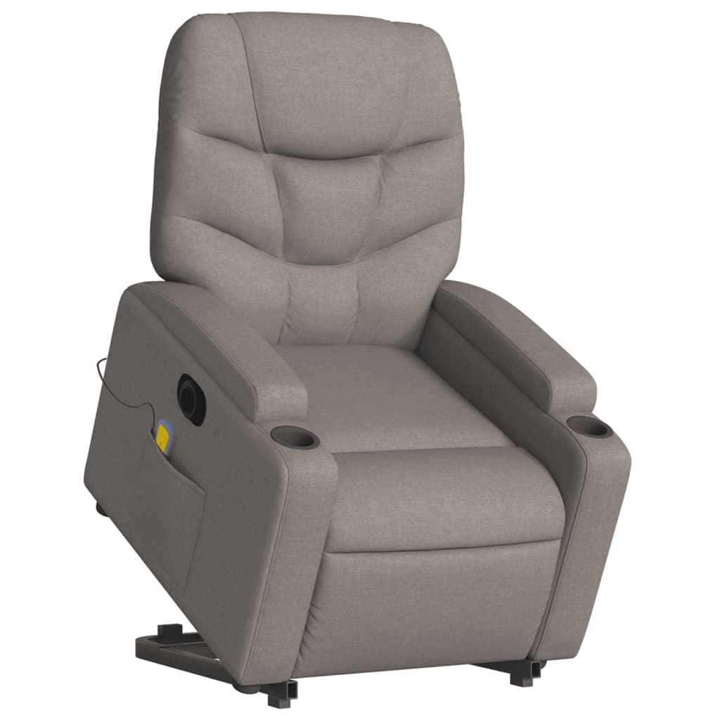 Electric Massage Recliner with Rising Function Taupe Fabric