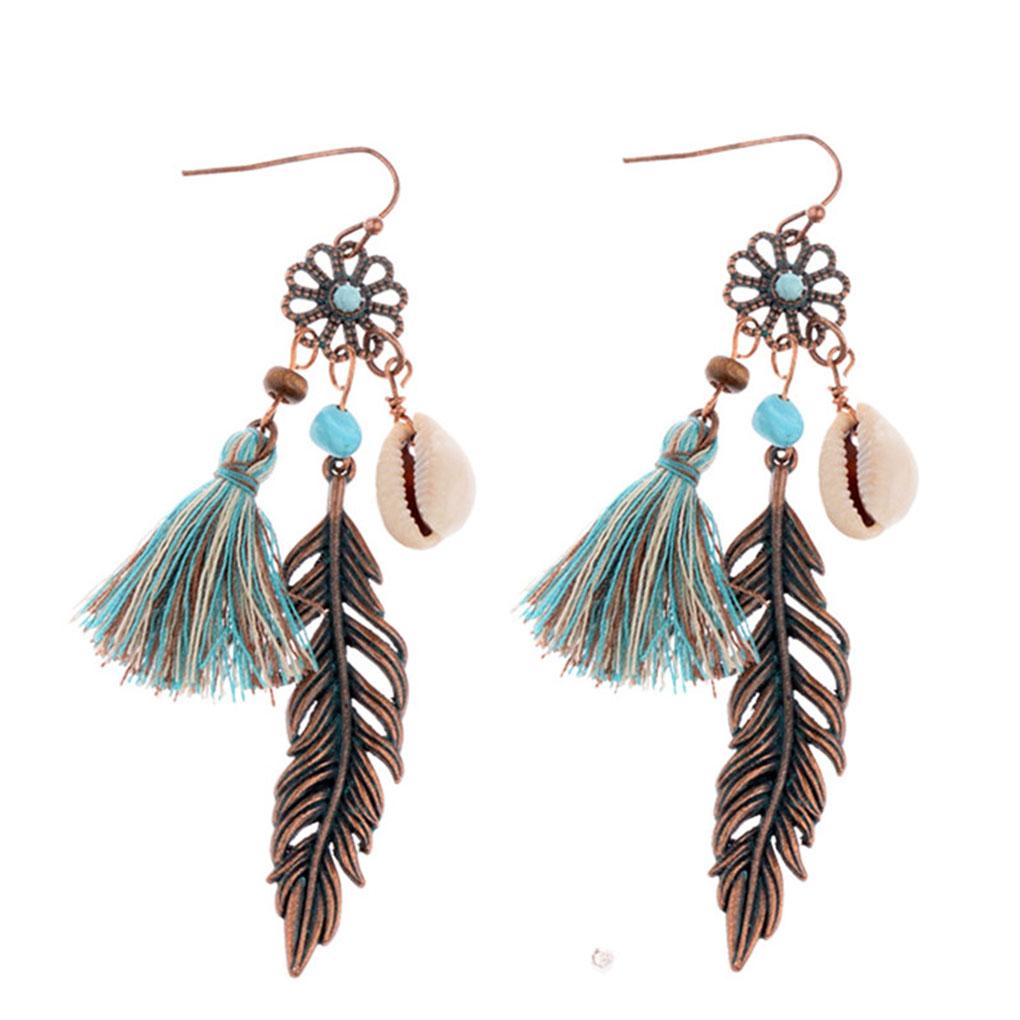 

1 Pair Vintage Ethnic Women Long Tassel Earrings Girl Bohemian Hollow Flower Drop Ear Rings Beach Ear Studs