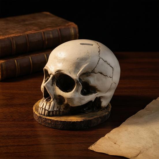 Totenkopf Messerhalter, Gruseliger Skelettkopf Messerständer mit 7 Schlitzen, Halloween Horror Messerhalter für Gothic Küchenarbeitsplatten-Dekoration