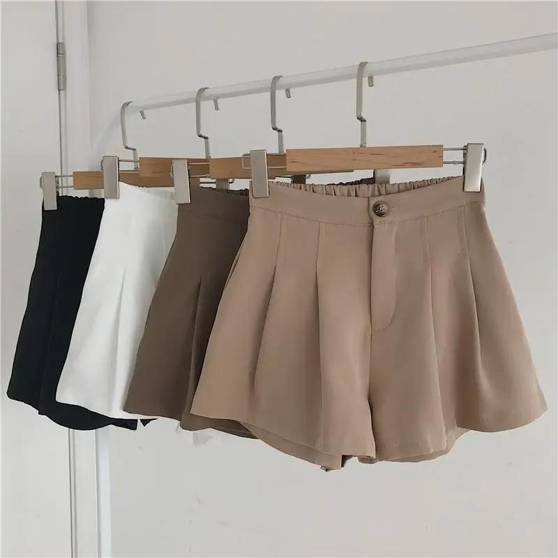 Summer Oversized Pleated Shorts High Waisted A-line Wide Leg Pants Casual Pants