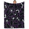 Purple Black Line Rose Motif Soft Flannel Blanket Breathable Warm Throw for Office Car Sofa Kids Room Birthday Xmas Gift