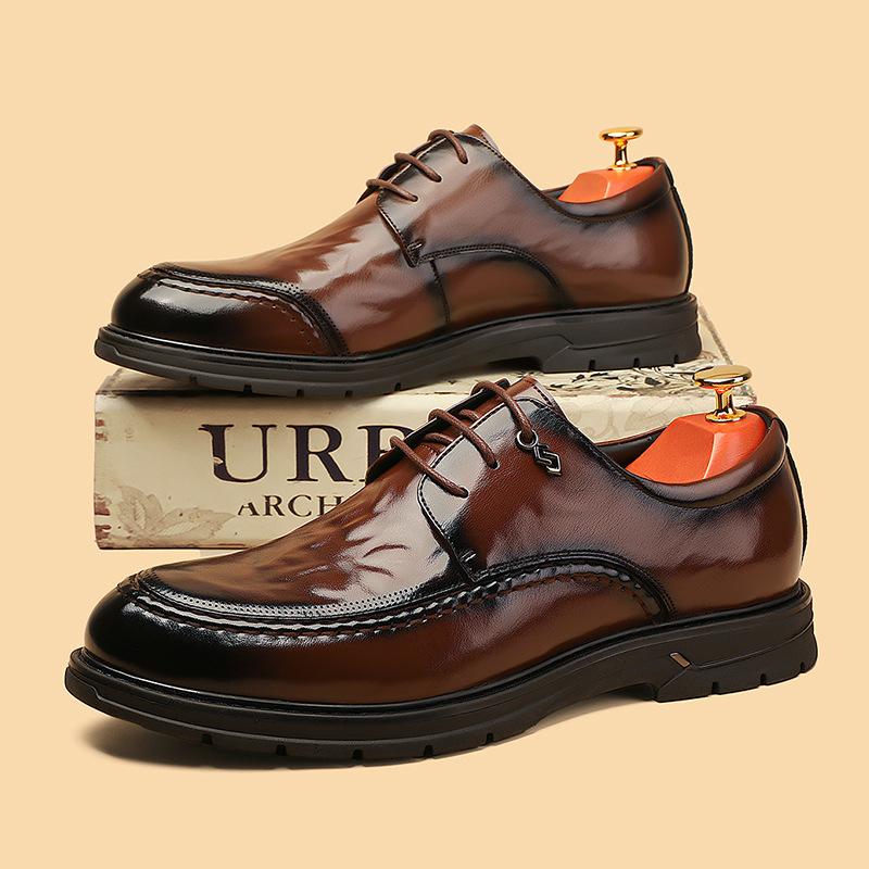 Leather Shoes Men's Leather Breathable New Business Dress Casual Autumn Men's British and Korean Version Pointed Groom Wedding Shoes