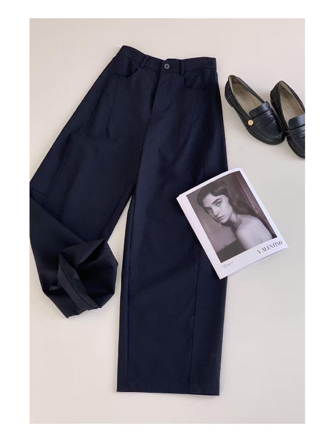 

Spring/Summer Cotton Elastic Wide-Leg High-Waist Pants - Slimming, Anti-Wrinkle & Versatile for All Figures Large Темно-синій