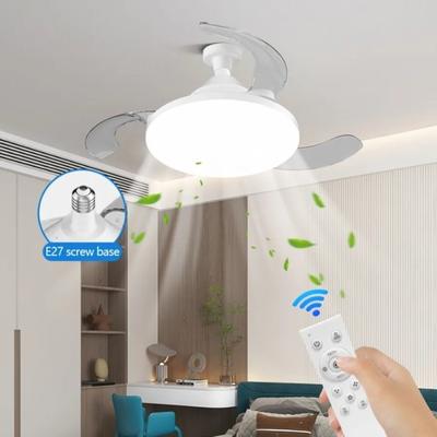 New Ceiling Fan Light Invisible Telescopic Blade Air Circulation Silent Dimming Timed LED Fan Ceiling Lamp Electric Fan Decor