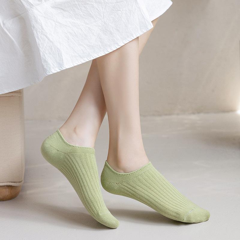 Shallow-mouthed Women's Boat Socks, Thin, Breathable Pure Cotton Socks for Spring and Summer, Candy-colored Solid-colored Women's Short Socks