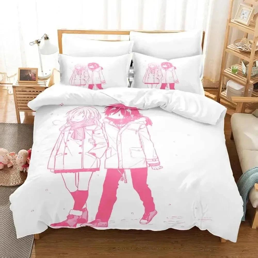 Luxuriöses Neues 3D-Druck Anime Hori San To Miyamura Kun Horimiya Bettwäsche-Set Bettbezug Bett-Set Steppdeckenbezug Kissenbezug Queen-Size