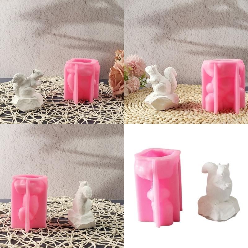 Easy To Clean Silicone Candle Molds Fondant Moulds Squirrel Shape Resin Project Moulds Silicone Texture for Candle