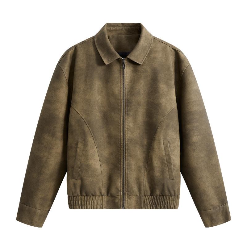 American new retro shoulder-down men's leather jacket daily out of the street soft PU fabric couple leather jacket men
