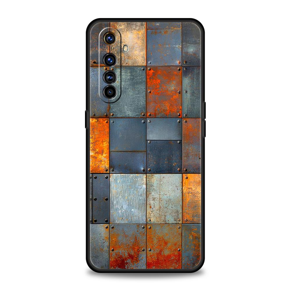 Soft TPU For Realme 11 10 9 Pro Plus GT2 GT3 GT5 C21 C25 C35 C53 C55 C67 Pro Phone Case Vintage Industrial Style Rusty Pattern