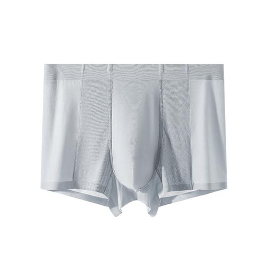 Men Boxer Underwear Mid-rise Tight Cut High Elasticity Shorts Briefs Solid Color Breathable Holes Design U-Convex Panties