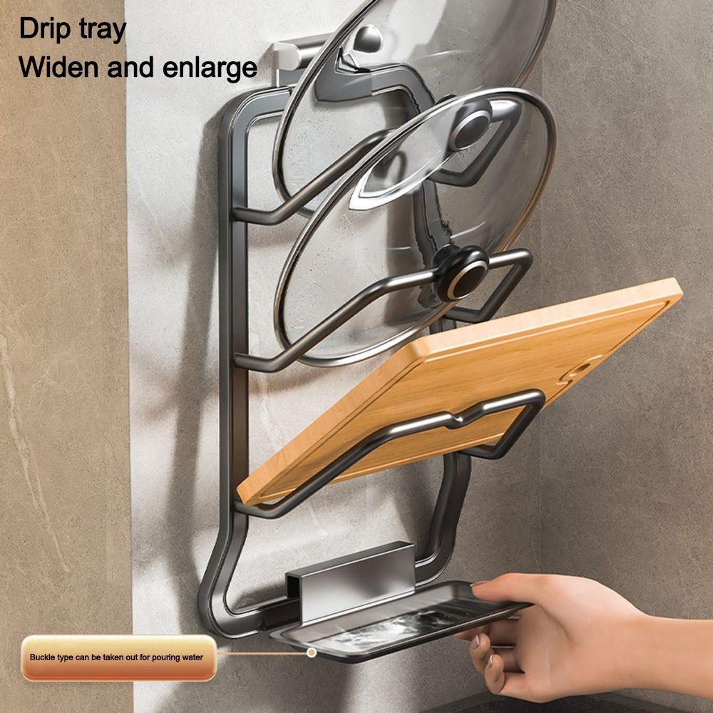 Punch-Free Pot Lid Storage Rack Wall Hanging Kitchen Storage Rack Pot Lid Holder  for Kitchen