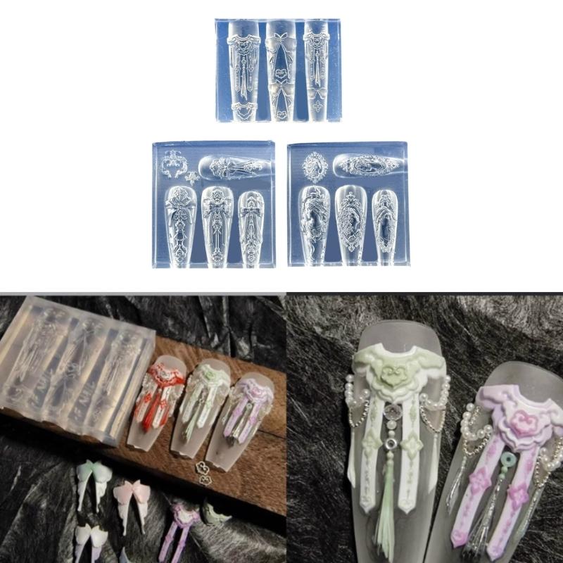 Embossed Silicone Nail Art Mould Reusable Flexible Craft Tool For Resin Jewelry Phone Case Decoration