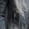 Masculino azul denim jaqueta casual estilo retro gola alta casaco masculino multi zíper design tendência streetwear zip casacos
